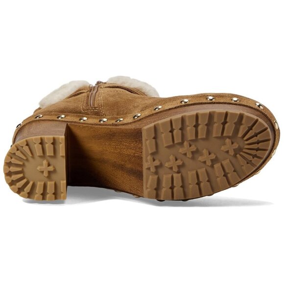 Guess Women’s Leather Green Suede Booties Faux Fur & Studded Block Heel Size 6.5 - Picture 8 of 9